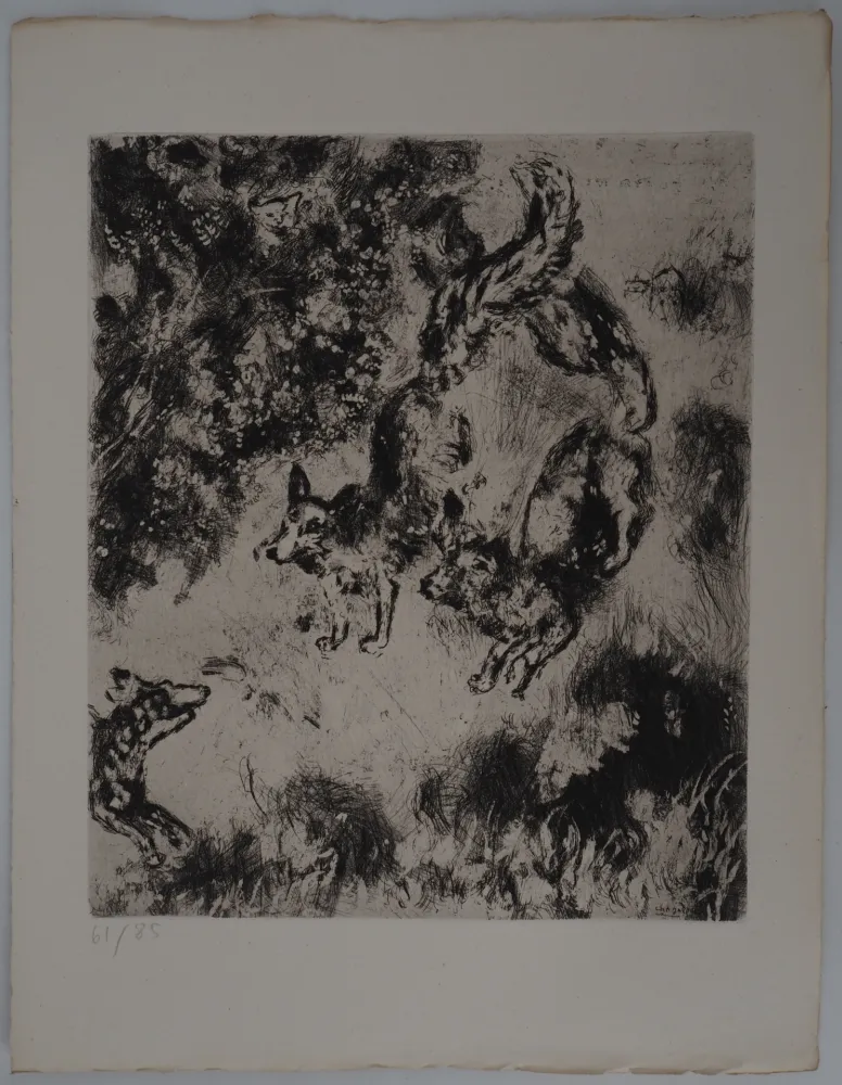版画 Chagall - Les renards (Le renard ayant la queue coupée)