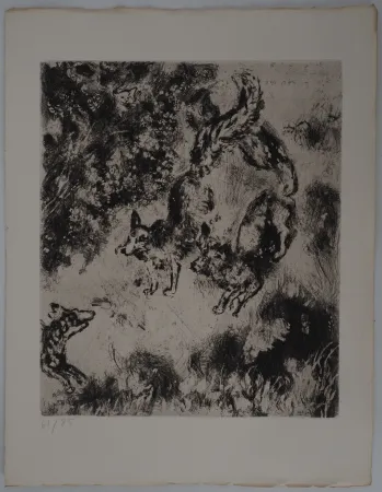 版画 Chagall - Les renards (Le renard ayant la queue coupée)