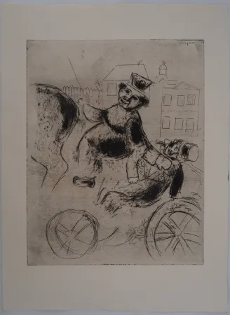版画 Chagall - L'ivrogne (Pavel Ivanovitch est ramené à l'auberge)