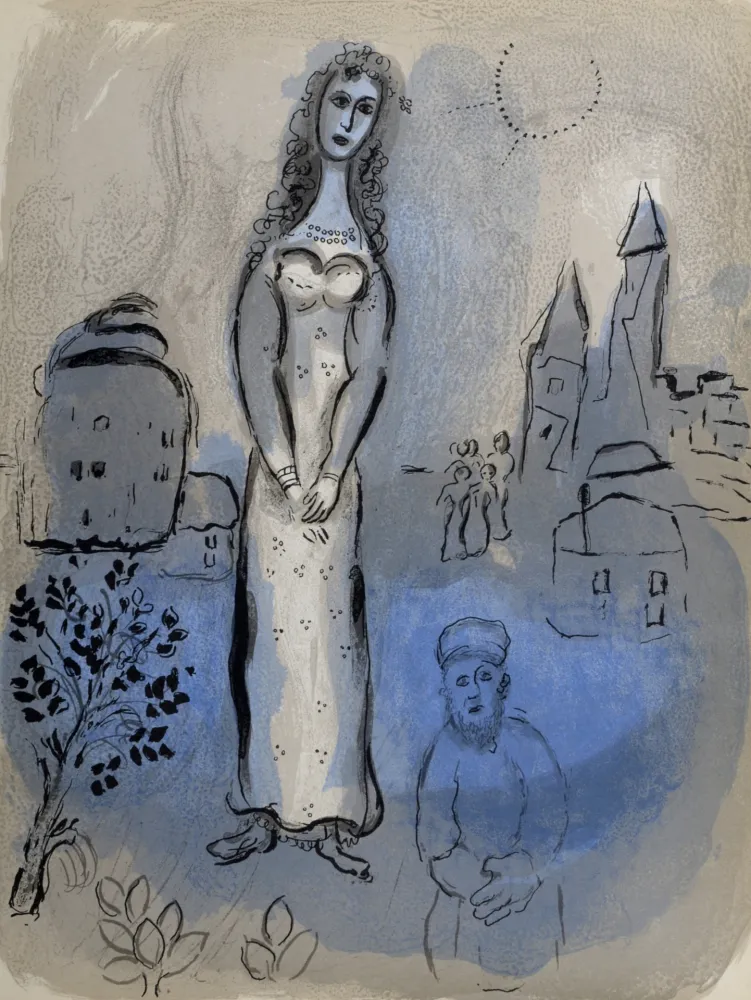 石版画 Chagall - Marc Chagall : Esther, 1960