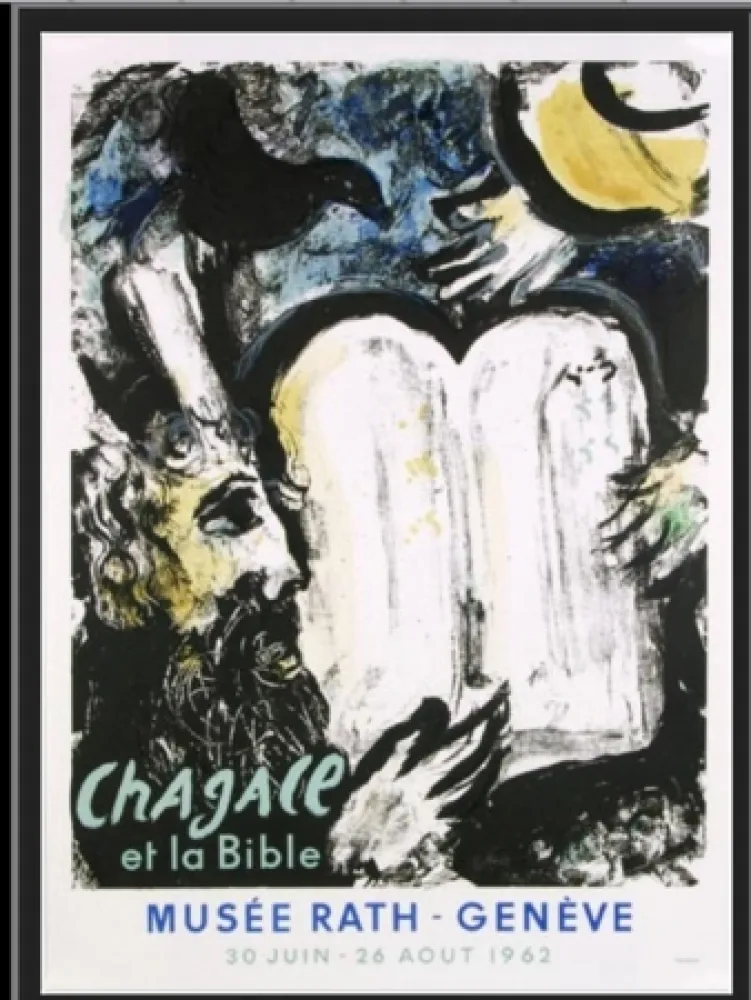 石版画 Chagall - MOISE ET LES TABLES DE LA LOI