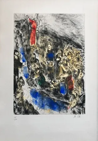 蚀刻版画 Chagall - Moïse fait jaillir leau du rocher