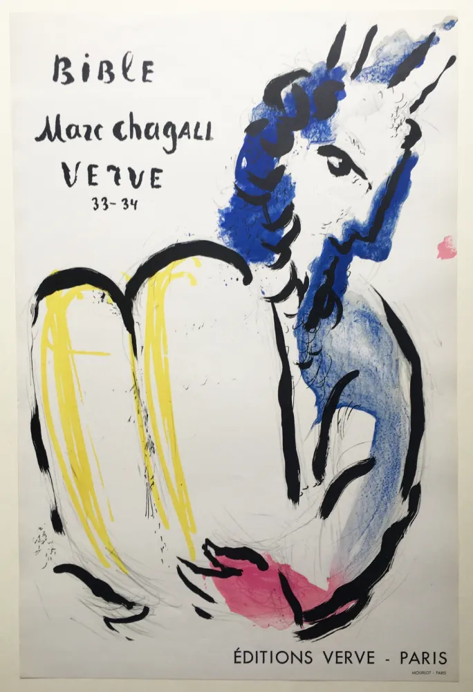 石版画 Chagall - MOÏSE. LA BIBLE. Affiche originale pour Verve 33-34 (1956).