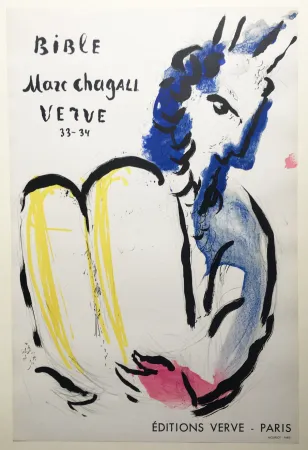 石版画 Chagall - MOÏSE. LA BIBLE. Affiche originale pour Verve 33-34 (1956).