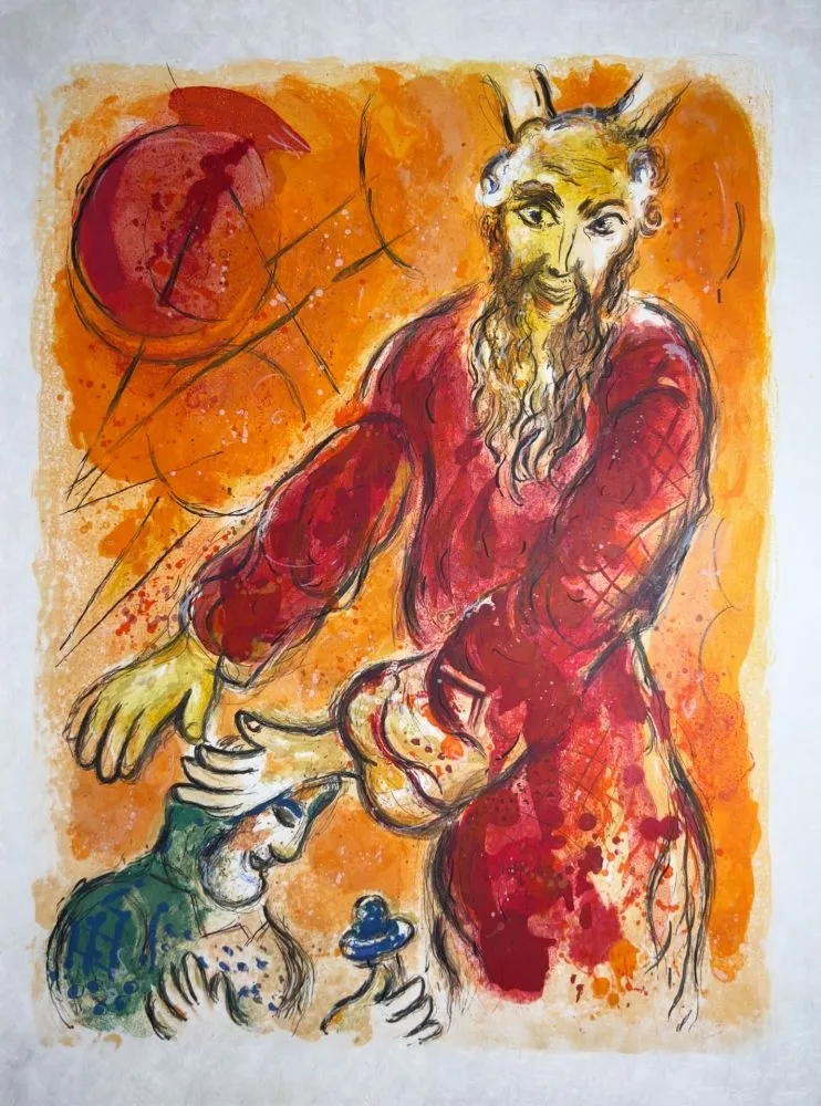 石版画 Chagall - Moses Blesses Joshua