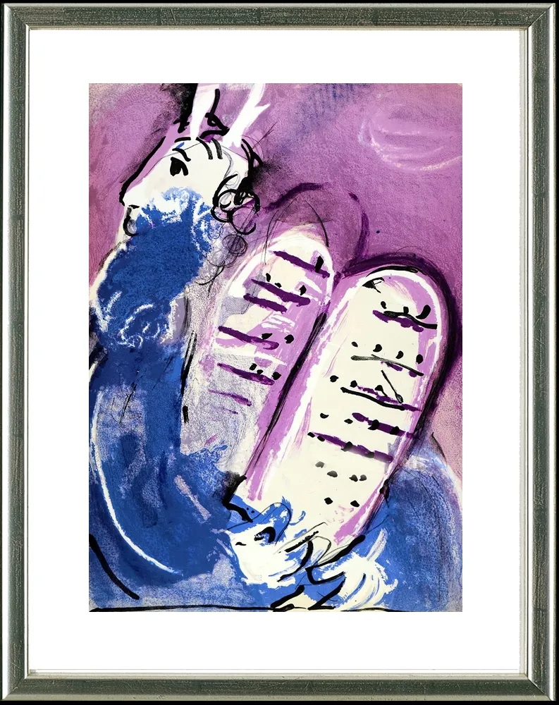 石版画 Chagall - Moses (mit Gesetzestafeln), Paris 1956