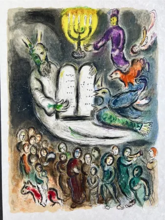 石版画 Chagall - Moses then came and called for the Elders of the people, and proposed unto them all these things, which the Lorde commanded him