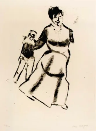 干刻版画 Chagall - Mutter und sohn
