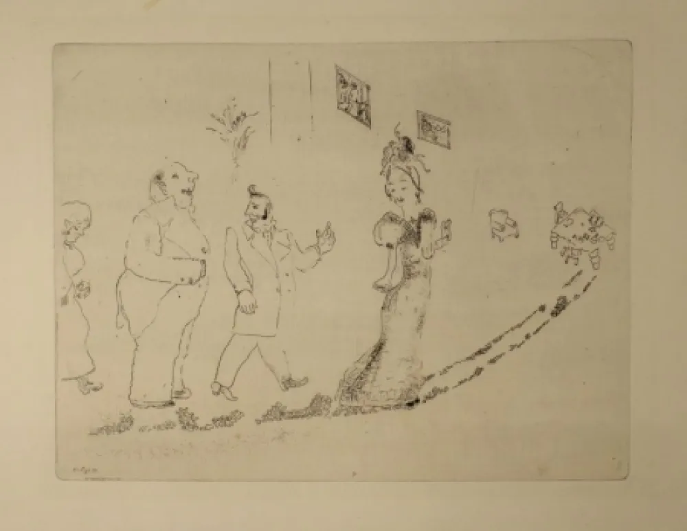 蚀刻版画 Chagall - (Nicolas Gogol, Les Ames Mortes, 34)