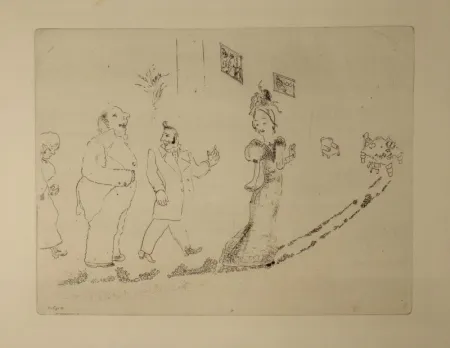 蚀刻版画 Chagall - (Nicolas Gogol, Les Ames Mortes, 34)