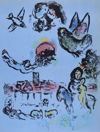 石版画 Chagall - Nocturne in Vence