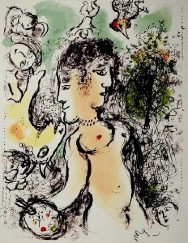 石版画 Chagall - Nu au visage double