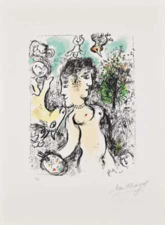 石版画 Chagall - Nu au visage double (Nude with a Double Face) (M. 1013)