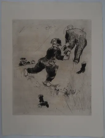 版画 Chagall - On nettoie les pantalons