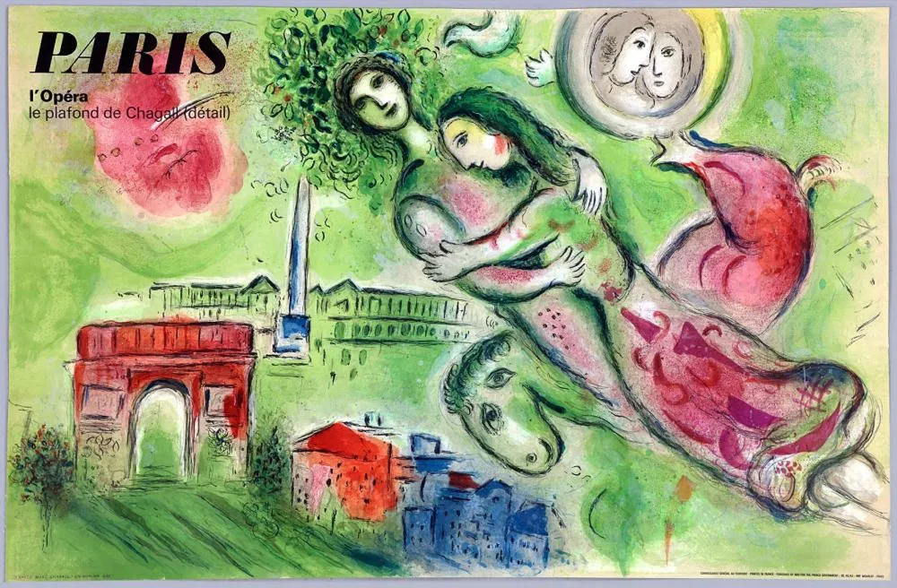石版画 Chagall - PARIS. L'OPÉRA. Romeo et Juliette. Le Plafond de l'Opéra de Paris (1964) 