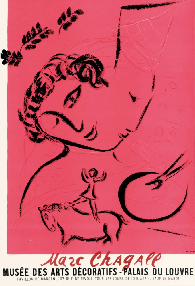 石版画 Chagall - Peintre en rose