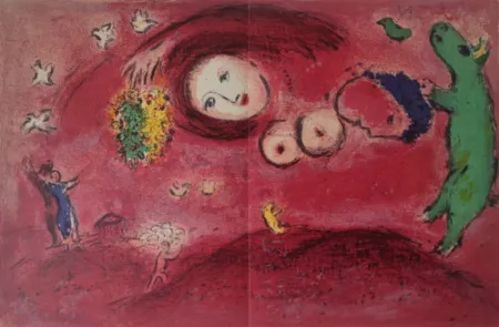 石版画 Chagall - Printemps au Pré (from Daphnis and Chloe)