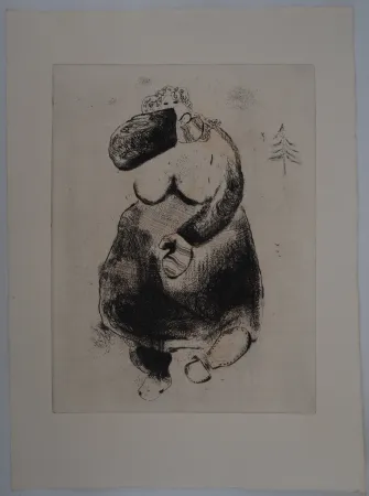 版画 Chagall - Promenade dans le froid (La femme moineau)