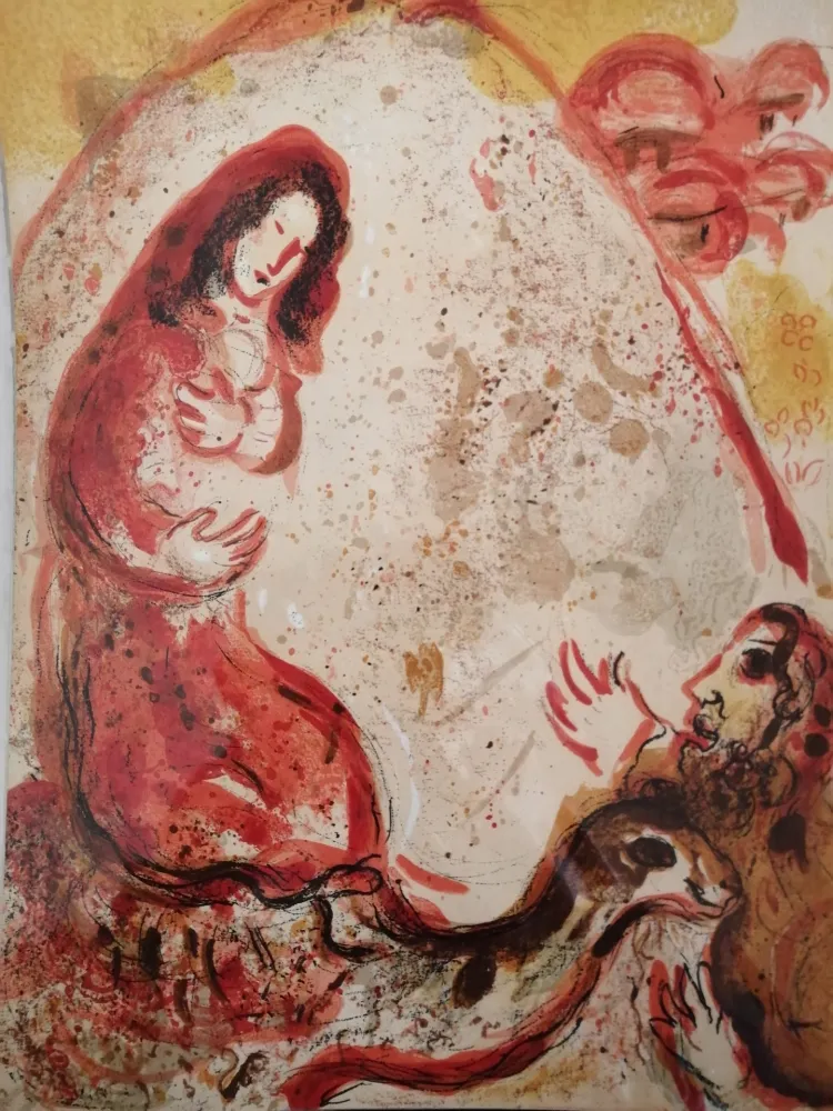石版画 Chagall - Rachel dérobe les Idoles de son Père