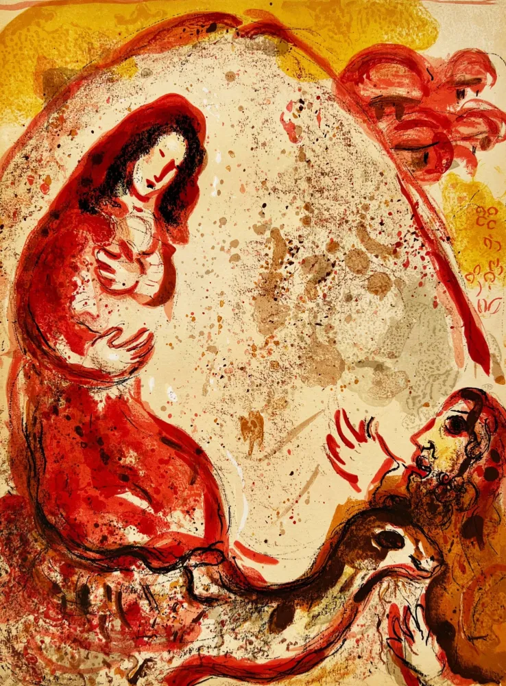 石版画 Chagall - Rachel Steals Her Father’s Graven Images