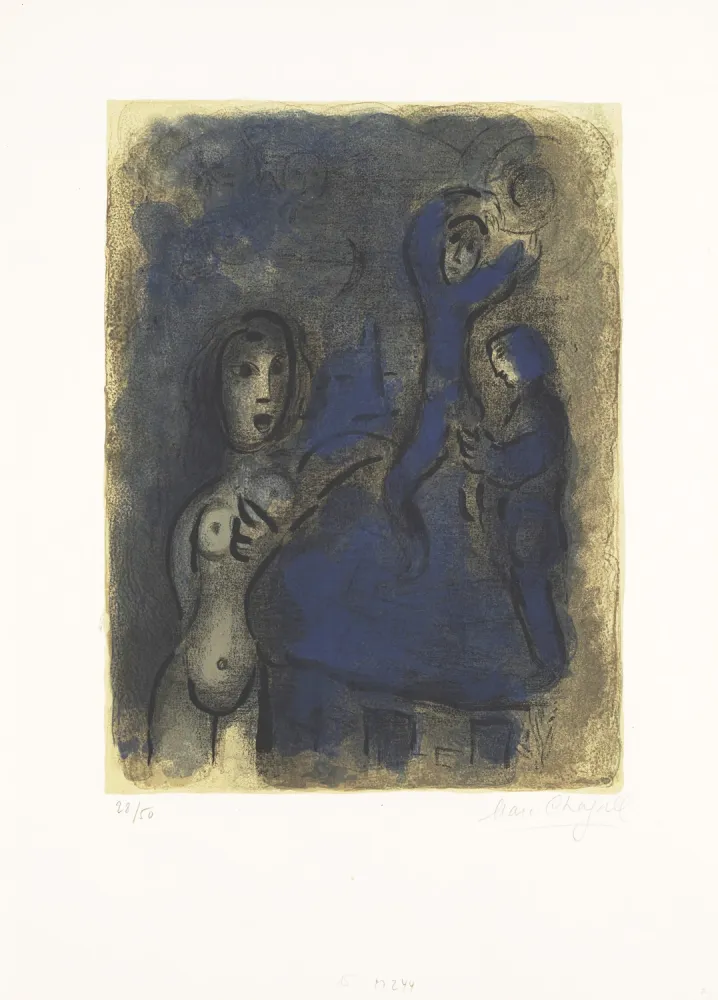 石版画 Chagall - Rahab et les espions de Jéricho 