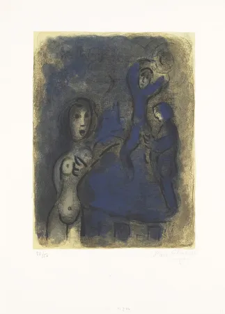 石版画 Chagall - Rahab et les espions de Jéricho 