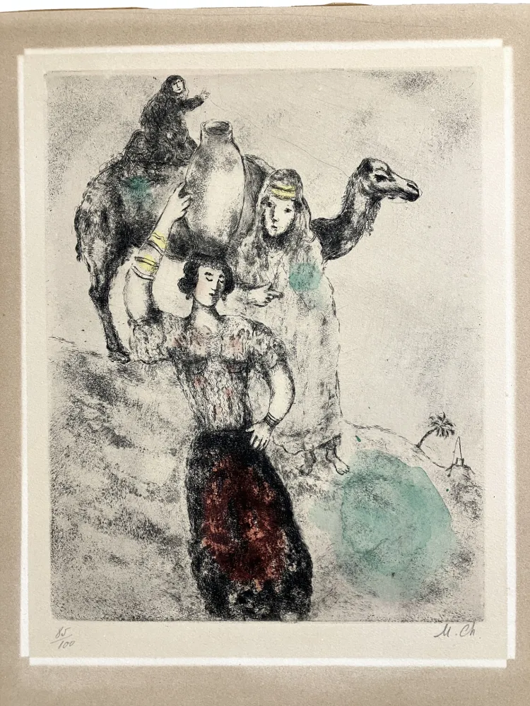 蚀刻版画 Chagall - Rebecca à la fontaine circa 1931-1939