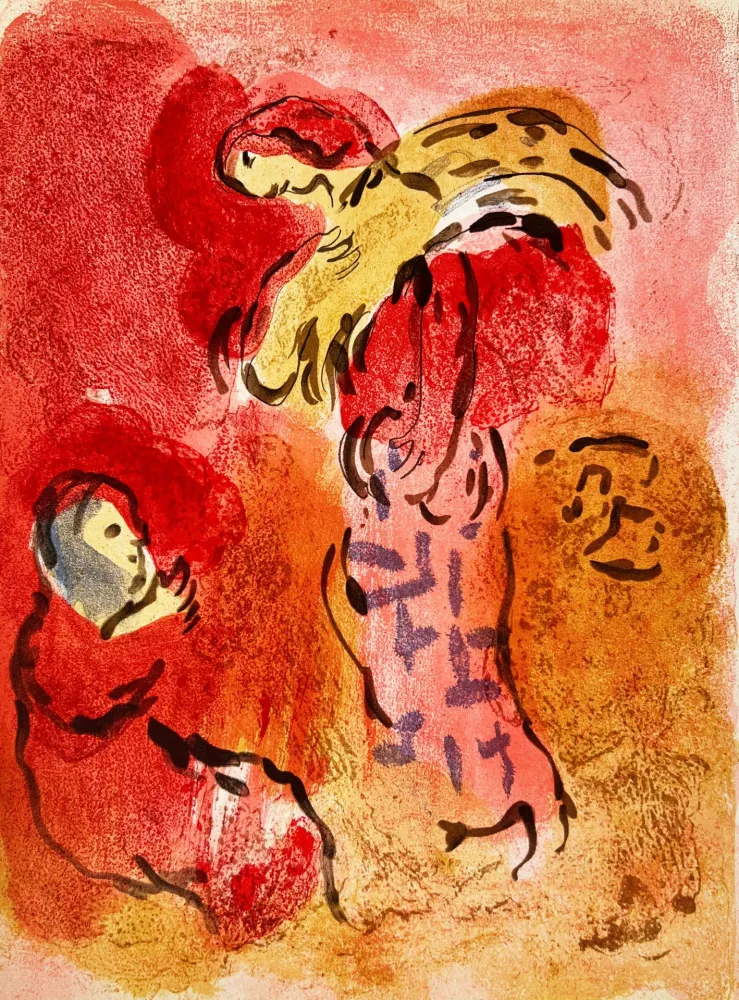 石版画 Chagall - Ruth Gleaning