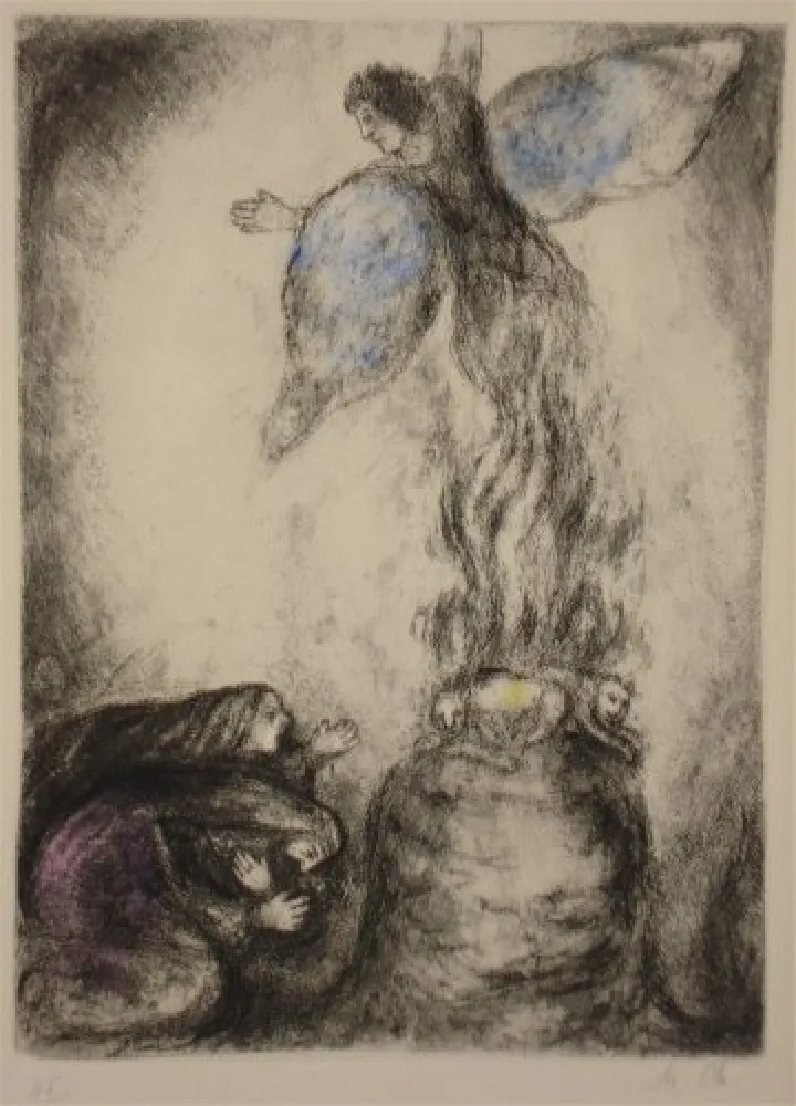 蚀刻版画 Chagall - Sacrifice de Manoach