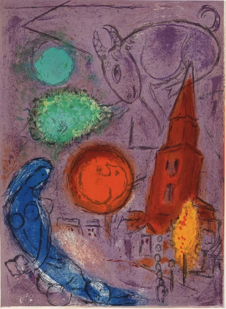 石版画 Chagall - Saint-Germain-des-Prés, 1954 - Very scarce!