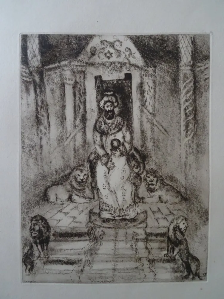 蚀刻版画 Chagall - Salomon sur son throne