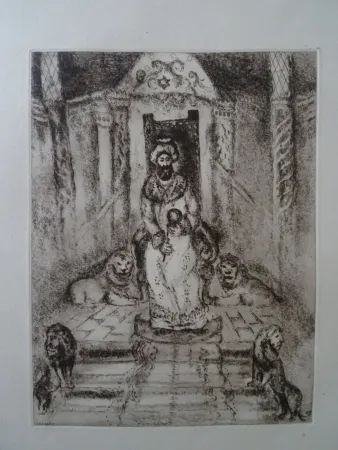 蚀刻版画 Chagall - Salomon sur son throne