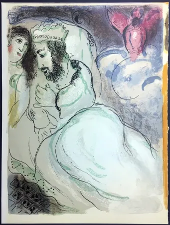 石版画 Chagall - SARA ET ABIMELECH (Sarah and Abimelech). Lithographie originale