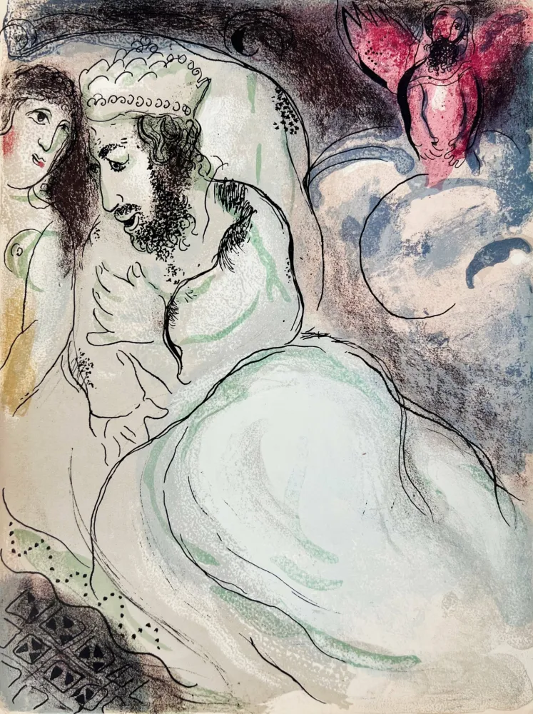 石版画 Chagall - Sarah And Abimelech