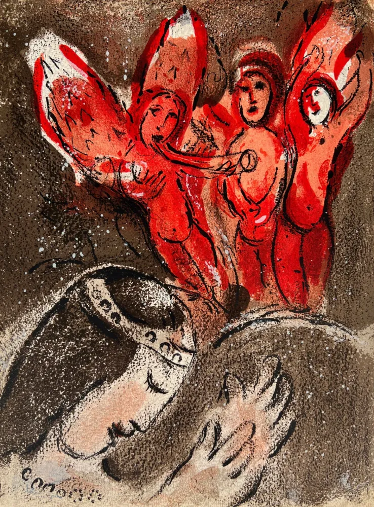 石版画 Chagall - Sarah And Abimelech