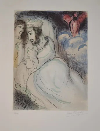 石版画 Chagall - Sarah And Abimelech - M239