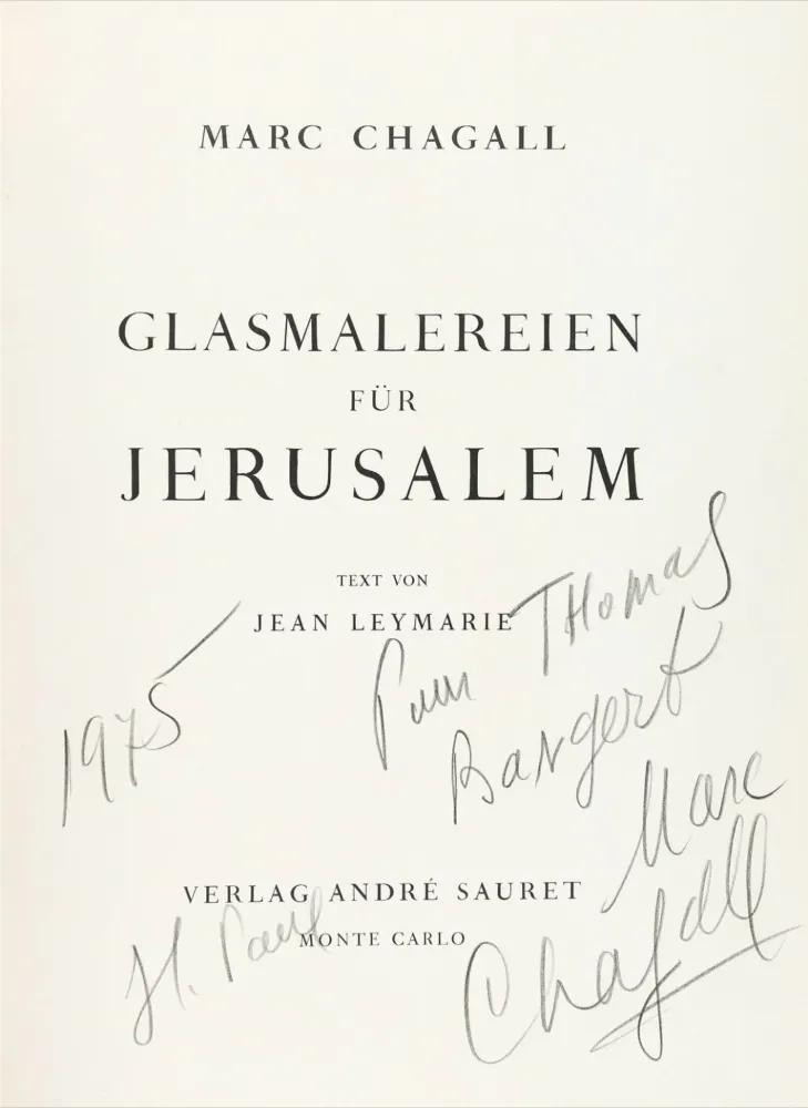 插图书 Chagall - Signed & dedicated - Stained glass for Jerusalem 