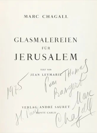 插图书 Chagall - Signed & dedicated - Stained glass for Jerusalem 