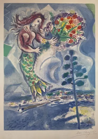 石版画 Chagall - Sirène au Pin