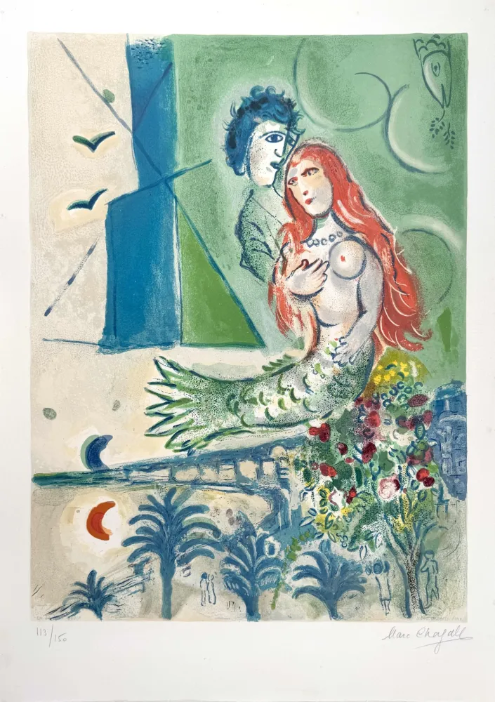 石版画 Chagall - Sirène au Poète 