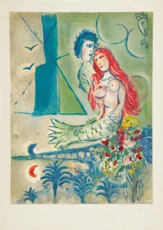 石版画 Chagall - Sirène au Poète (Sirene with Poet)