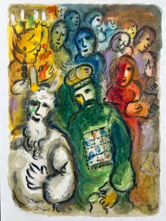 石版画 Chagall - So went Moses and Aaron, and gathered all the Elders of the children of Israel