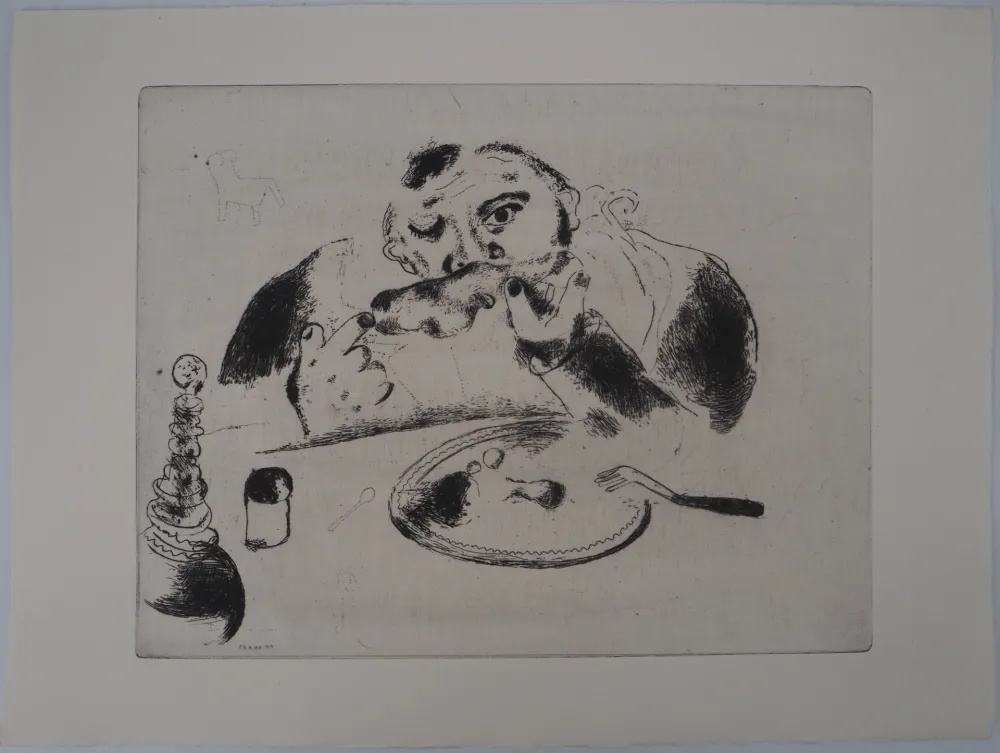 版画 Chagall - Sobakevitch à table