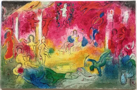 石版画 Chagall - TEMPLE ET HISTOIRE DE BACCHUS (Daphnis & Chloé - 1961)