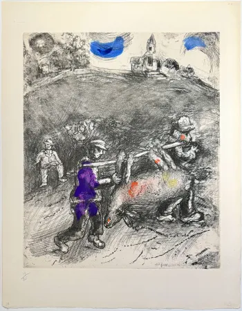 蚀刻版画 Chagall - The Miller, His Son, and the Donkey