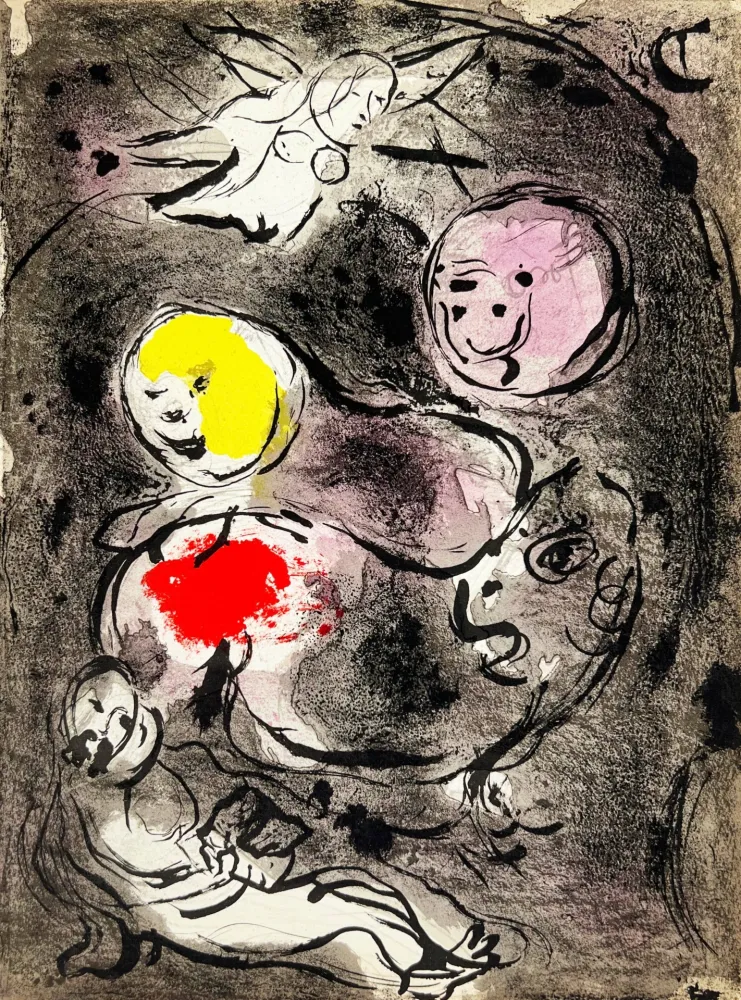 石版画 Chagall - The Prophet Daniel in the Lions' Den