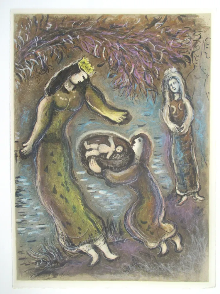 石版画 Chagall - Then Pharaoh's daughter opened the cradle and saw that it was a child