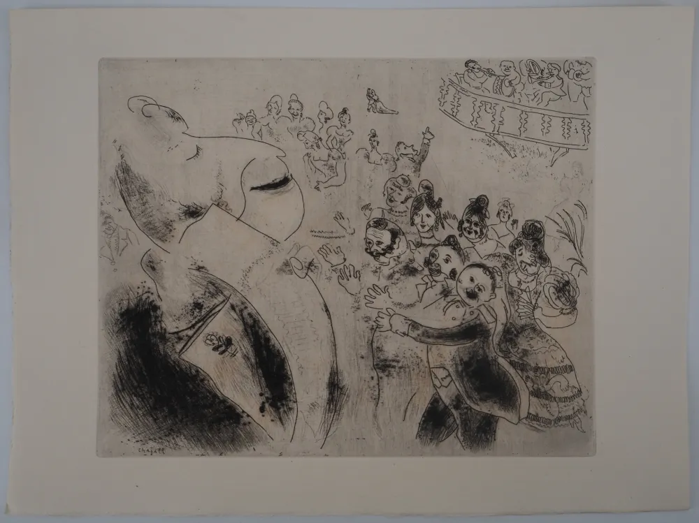 版画 Chagall - Un jour de bal (Apparition de Tchitchikov au bal)