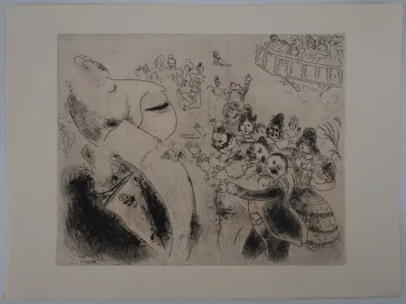 版画 Chagall - Un jour de bal (Apparition de Tchitchikov au bal)