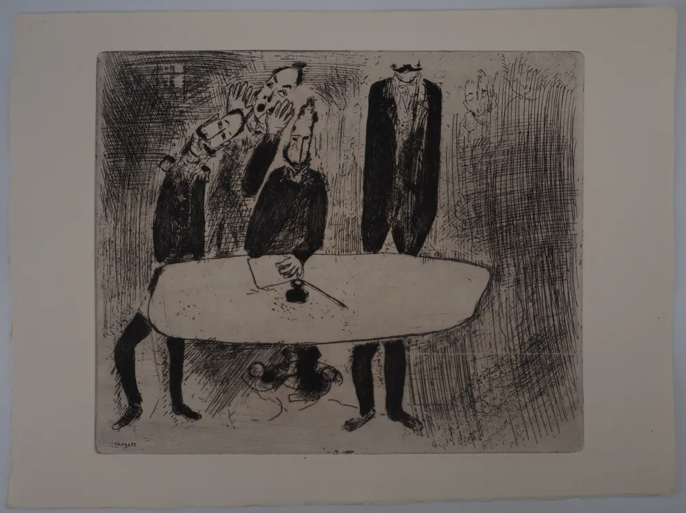 版画 Chagall - Une réunion de crise (Le conciliabule des fonctionnaires)